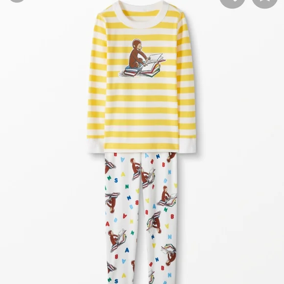 NWT Hanna Andersson Curious George Story Time Long John Pajama Set. - Picture 11 of 11
